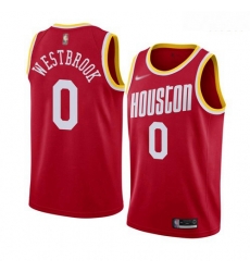 Rockets #0 Russell Westbrook Red Basketball Swingman Hardwood Classics Jersey