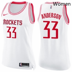 Womens Nike Houston Rockets 33 Ryan Anderson Swingman WhitePink Fashion NBA Jersey