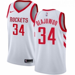 Womens Nike Houston Rockets 34 Hakeem Olajuwon Authentic White Home NBA Jersey Association Edition