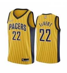 Men Indiana Pacers 22 Caris LeVert Gold NBA Swingman 2020 21 Earned Edition Jersey