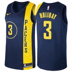 Men Nike Indiana Pacers 3 Aaron Holiday Navy Blue NBA Swingman City Edition Jersey