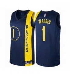 Mens Indiana Pacers 1 TJ Warren Authentic Navy Blue Basketball Jersey City Edition 