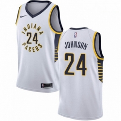 Mens Nike Indiana Pacers 24 Alize Johnson Swingman White NBA Jersey Association Edition 