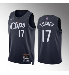 Men Los Angeles Clippers 17 P J  Tucker Navy 2023 24 City Edition Stitched Jersey