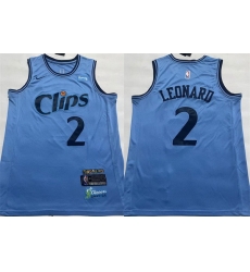 Men Los Angeles Clippers 2 Kawhi Leonard Light Blue 2024 25 City Edition Stitched Jersey