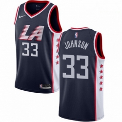 Mens Nike Los Angeles Clippers 33 Wesley Johnson Swingman Navy Blue NBA Jersey City Edition