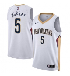 Men New Orleans Pelicans 5 Dejounte Murray White Association Edition Stitched Basketball Jersey