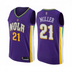 Mens New Orleans Pelicans 21 Darius Miller Authentic Purple Basketball Jersey City Edition 