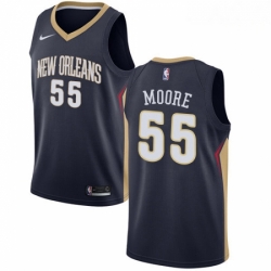 Mens Nike New Orleans Pelicans 55 ETwaun Moore Swingman Navy Blue Road NBA Jersey Icon Edition