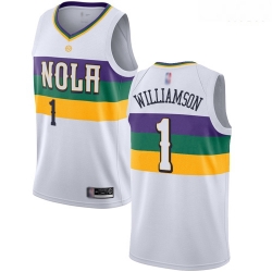 Pelicans #1 Zion Williamson White Basketball Swingman City Edition 2018 19 Jersey