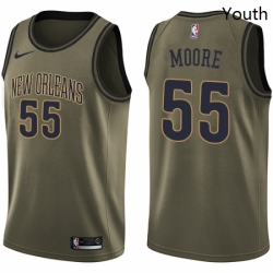 Youth Nike New Orleans Pelicans 55 ETwaun Moore Swingman Green Salute to Service NBA Jersey