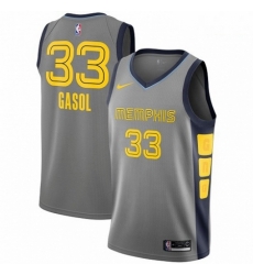 Mens Nike Memphis Grizzlies 33 Marc Gasol Swingman Gray NBA Jersey City Edition