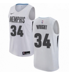 Mens Nike Memphis Grizzlies 34 Brandan Wright Authentic White NBA Jersey City Edition 