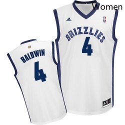 Womens Adidas Memphis Grizzlies 4 Wade Baldwin Swingman White Home NBA Jersey 