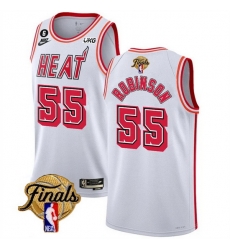 Men Miami Heat 55 Duncan Robinson White 2023 Finals Classic Edition With NO 6 Patch Stitched Basketball Jersey