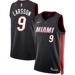 Men Miami Heat 9 Pelle Larsson Black 2024 Draft Icon Edition Stitched Basketball Jersey