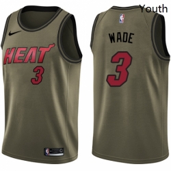 Youth Nike Miami Heat 3 Dwyane Wade Swingman Green Salute to Service NBA Jersey