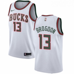 Womens Nike Milwaukee Bucks 13 Malcolm Brogdon Authentic White Fashion Hardwood Classics NBA Jersey 