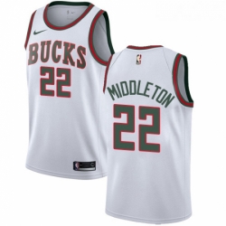 Womens Nike Milwaukee Bucks 22 Khris Middleton Authentic White Fashion Hardwood Classics NBA Jersey 