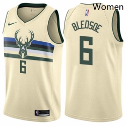 Womens Nike Milwaukee Bucks 6 Eric Bledsoe Swingman Cream NBA Jersey City Edition 