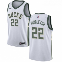 Youth Nike Milwaukee Bucks 22 Khris Middleton Swingman White Home NBA Jersey Association Edition 