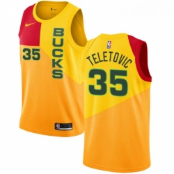 Youth Nike Milwaukee Bucks 35 Mirza Teletovic Swingman Yellow NBA Jersey City Edition