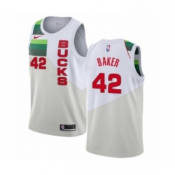 Youth Nike Milwaukee Bucks 42 Vin Baker White Swingman Jersey Earned Edition