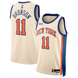 Men New Yok Knicks 11 Jalen Brunson Cream 2025 26 City Edition Stitched Basketball Jersey