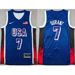 Men USA Basketball 7 Kevin Durant Navy 2024 Olympics Stitched Jersey