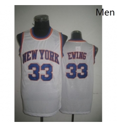 Mens Adidas New York Knicks 33 Patrick Ewing Authentic White Throwback NBA Jersey