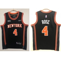 Men's New York Knicks Derrick Rose 4 Black Nike Stitched 2021 Basketball City Player Jersey