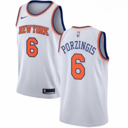 Youth Nike New York Knicks 6 Kristaps Porzingis Authentic White NBA Jersey Association Edition 