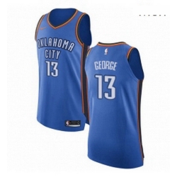 Mens Nike Oklahoma City Thunder 13 Paul George Authentic Royal Blue Road NBA Jersey Icon Edition 