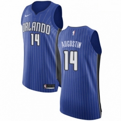 Mens Nike Orlando Magic 14 DJ Augustin Authentic Royal Blue Road NBA Jersey Icon Edition