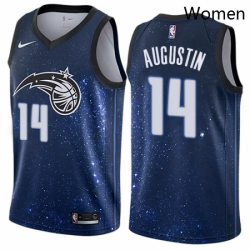 Womens Nike Orlando Magic 14 DJ Augustin Swingman Blue NBA Jersey City Edition