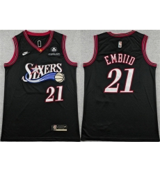 Men Philadelphia 76ers 21 Joel Embiid Black 2025 Classic Edition Stitched Stitched Jersey