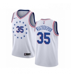 Mens Nike Philadelphia 76ers 35 Clarence Weatherspoon White Swingman Jersey Earned Edition 