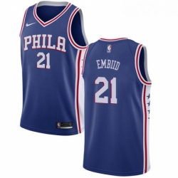 Womens Nike Philadelphia 76ers 21 Joel Embiid Swingman Blue Road NBA Jersey Icon Edition