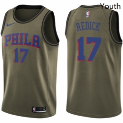 Youth Nike Philadelphia 76ers 17 JJ Redick Swingman Green Salute to Service NBA Jersey 