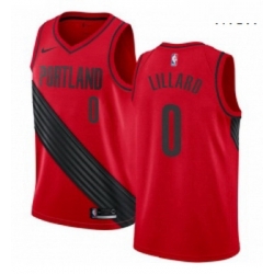 Mens Nike Portland Trail Blazers 0 Damian Lillard Swingman Red Alternate NBA Jersey Statement Edition