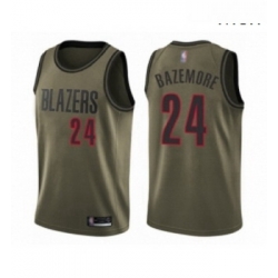 Mens Portland Trail Blazers 24 Kent Bazemore Swingman Green Salute to Service Basketball Jersey 