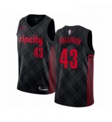 Mens Portland Trail Blazers 43 Anthony Tolliver Swingman Black Basketball Jersey City Edition 