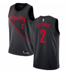 Womens Nike Portland Trail Blazers 2 Wade Baldwin Swingman Black NBA Jersey 2018 19 City Edition 