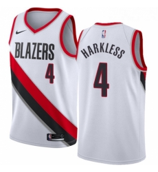 Womens Nike Portland Trail Blazers 4 Moe Harkless Swingman White Home NBA Jersey Association Edition 