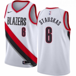 Womens Nike Portland Trail Blazers 6 Nik Stauskas Swingman White NBA Jersey Association Edition 