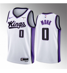 Men Sacramento Kings 0 Malik Monk White 2023 24 Association Edition Swingman Stitched Basketball Jersey