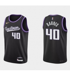 Men Sacramento Kings 40 Harrison Barnes 2021 22 Black 75th Anniversary City Edition Stitched Basketball Jersey