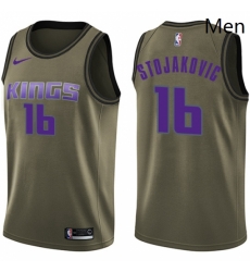 Mens Nike Sacramento Kings 16 Peja Stojakovic Swingman Green Salute to Service NBA Jersey 