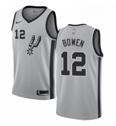 Mens Nike San Antonio Spurs 12 Bruce Bowen Authentic Silver Alternate NBA Jersey Statement Edition