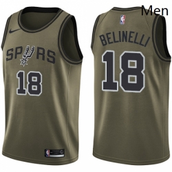 Mens Nike San Antonio Spurs 18 Marco Belinelli Swingman Green Salute to Service NBA Jersey 